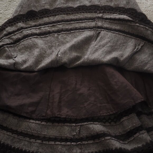 Talbots Brown and Gray Wool Blend Skirt with Crocheted Lace Hem Lined Size 6 - Picture 14 of 15